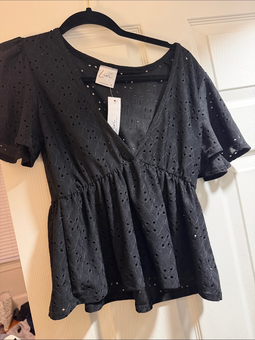 Black blouse deep v